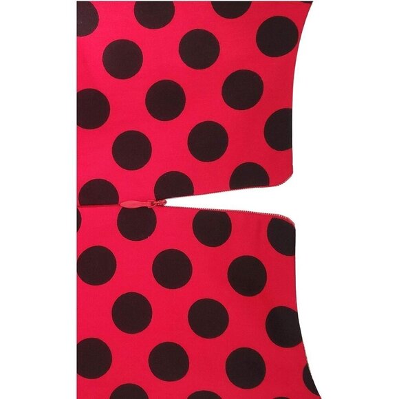 Women Red Boatneck Cap Sleeve Vintage Swing Cocktail Party Dress with Pockets - Picture 6 of 8